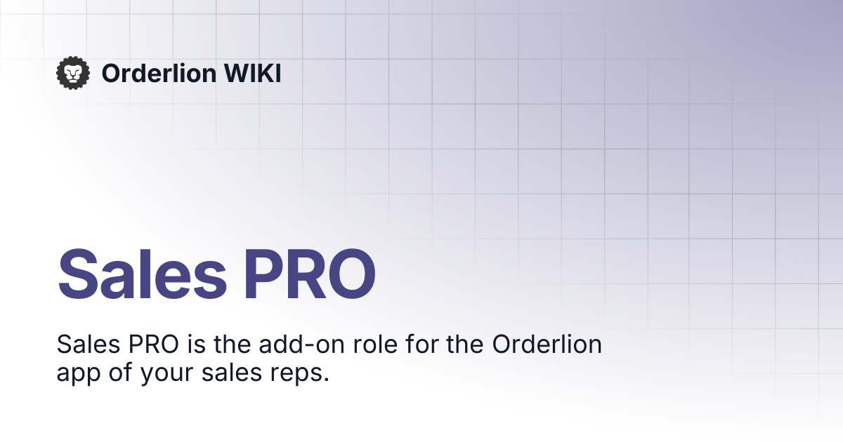 Sales PRO | Italiano | Orderlion WIKI